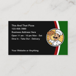 Cartes de visite pour restaurant italien et pizzer