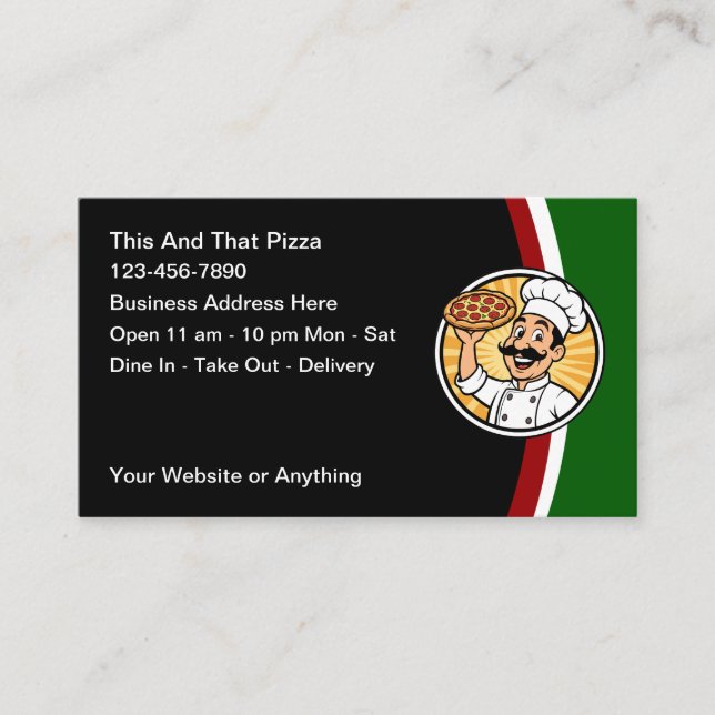 Cartes de visite pour restaurant italien et pizzer (Devant)
