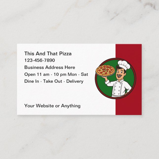 Cartes de visite pour restaurant italien et pizzer (Devant)