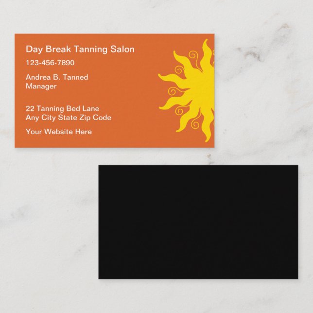 Cartes de visite pour salon de bronzage moderne (Devant / Derrière)
