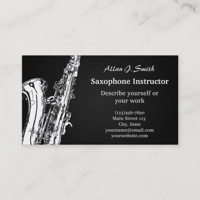 Cartes de visite pour saxophonistes (Devant)