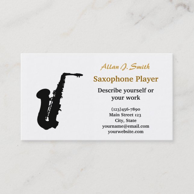 Cartes de visite pour saxophonistes (Devant)