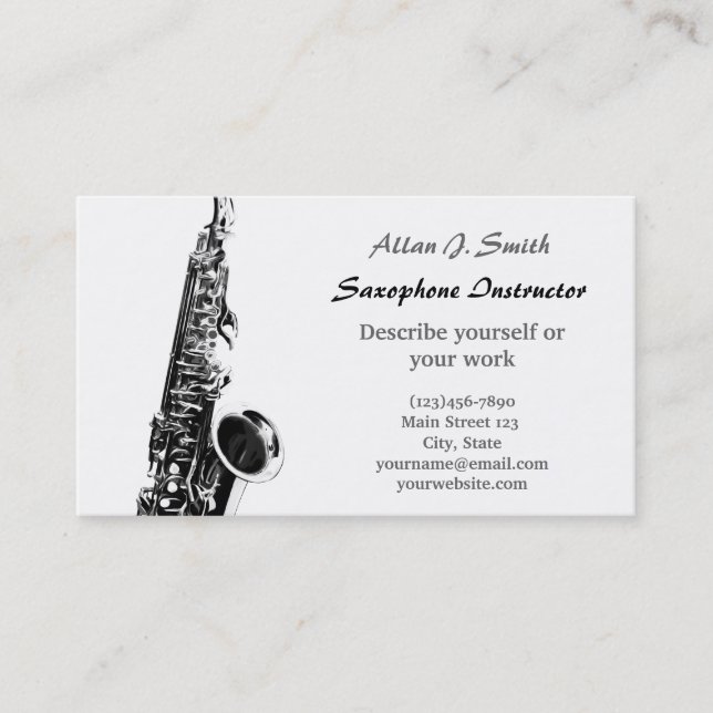 Cartes de visite pour saxophonistes (Devant)