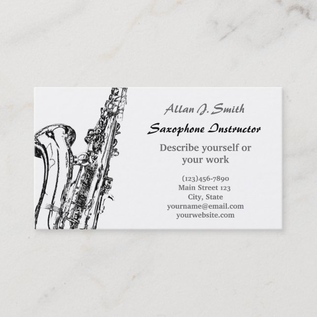 Cartes de visite pour saxophonistes (Devant)