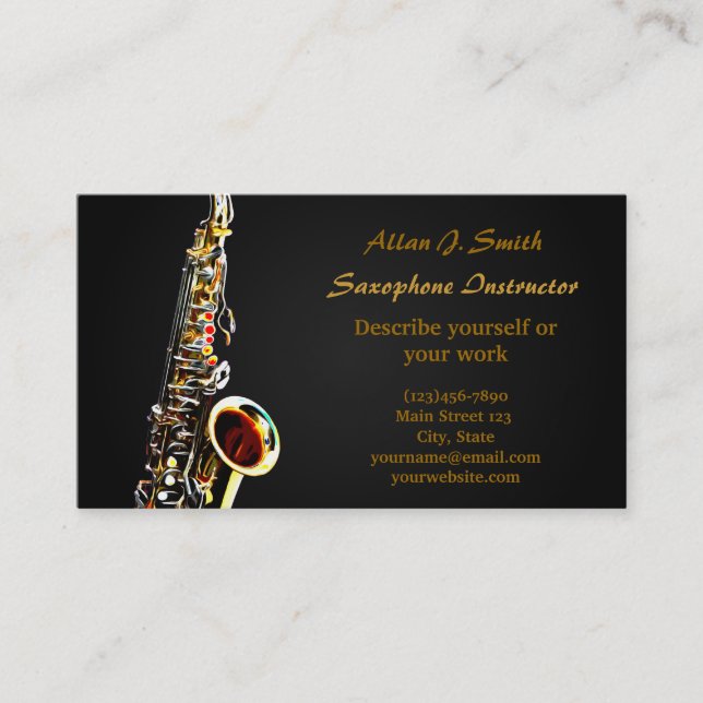 Cartes de visite pour saxophonistes (Devant)