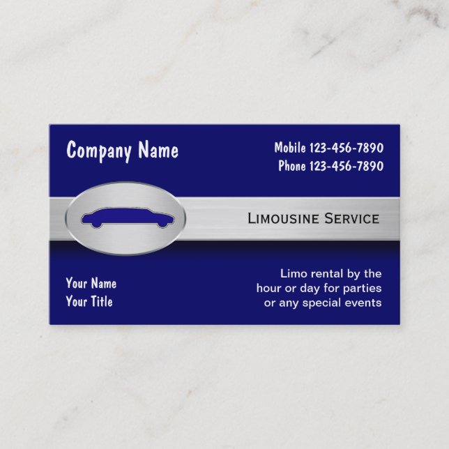 Cartes de visite pour service de limousine (Devant)