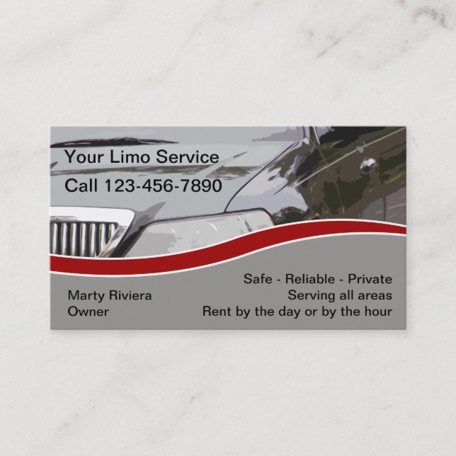 Cartes de visite pour service de limousine (Devant)