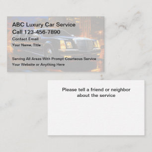 Cartes de visite pour service de limousine de taxi