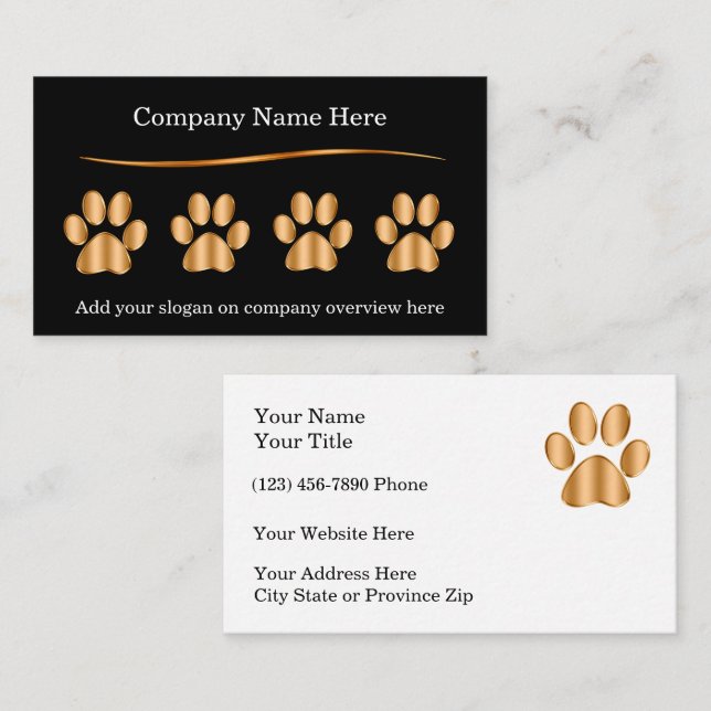 Cartes de visite pour service de luxe pour animaux (Devant / Derrière)