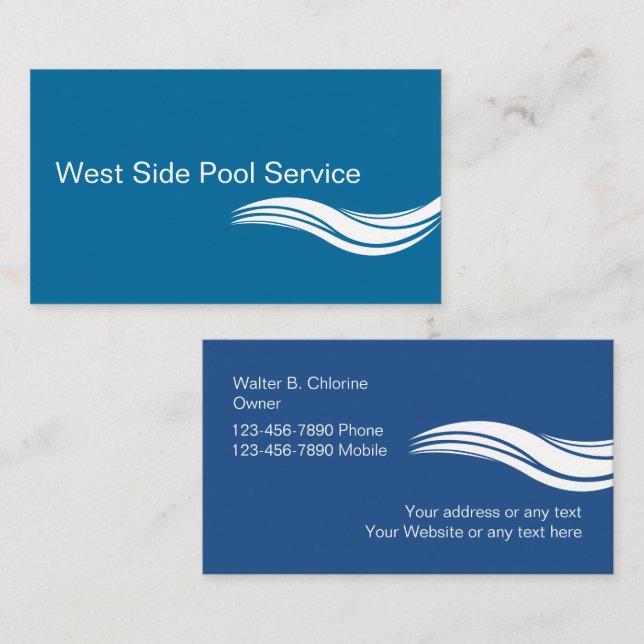 Cartes de visite pour service de piscine (Devant / Derrière)