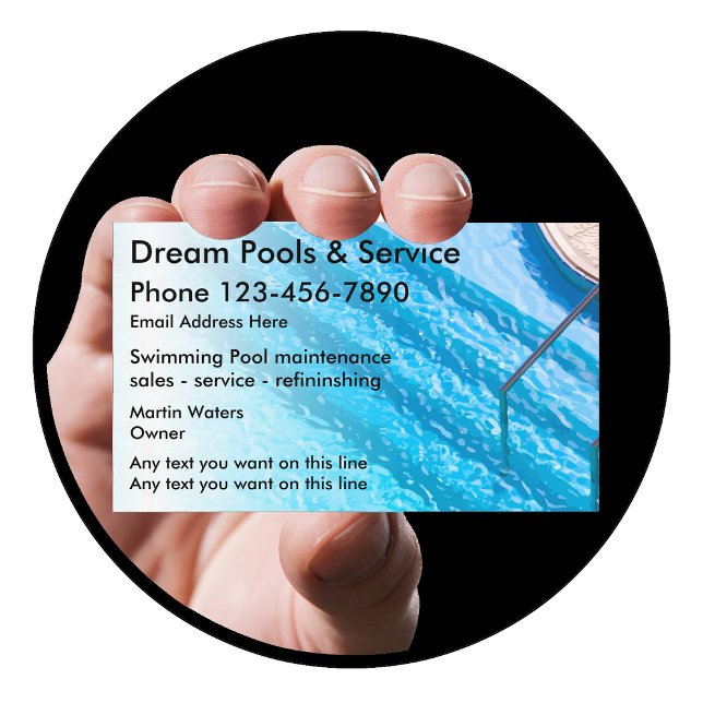 Cartes de visite pour service de piscine (Créateur téléchargé)
