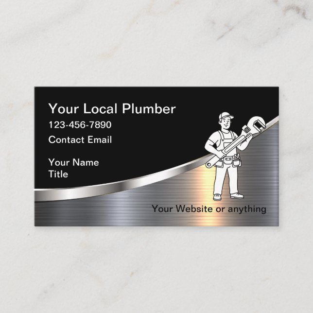 Cartes de visite pour service de plomberie simple  (Devant)