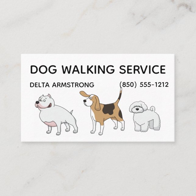 Cartes de visite pour service de promenade de chie (Devant)