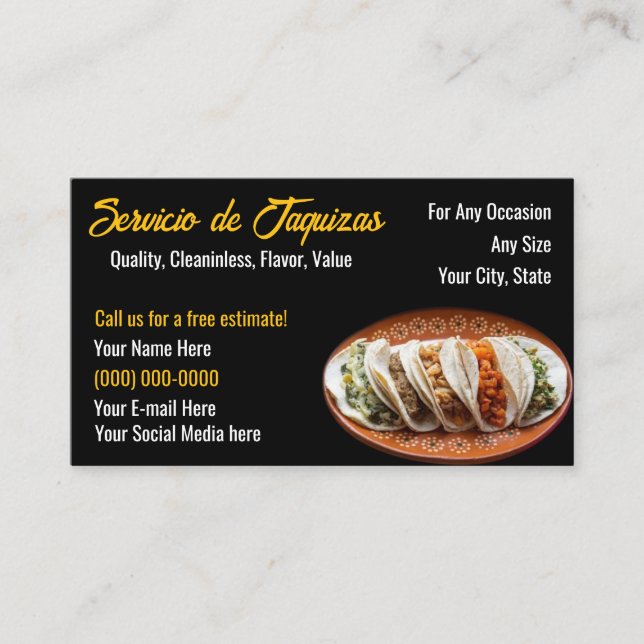 Cartes de visite pour service de tacos (Devant)