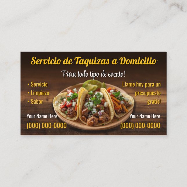 Cartes de visite pour service de tacos (Devant)