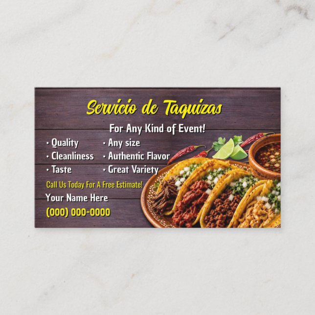 Cartes de visite pour service de tacos (Devant)
