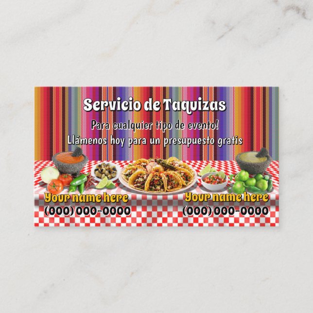 Cartes de visite pour service de tacos (Devant)