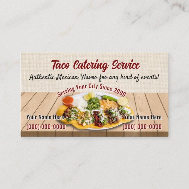 Cartes de visite pour service de tacos (Devant)