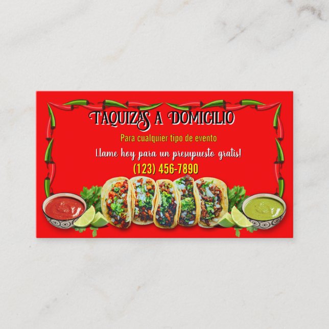 Cartes de visite pour service de tacos (Devant)