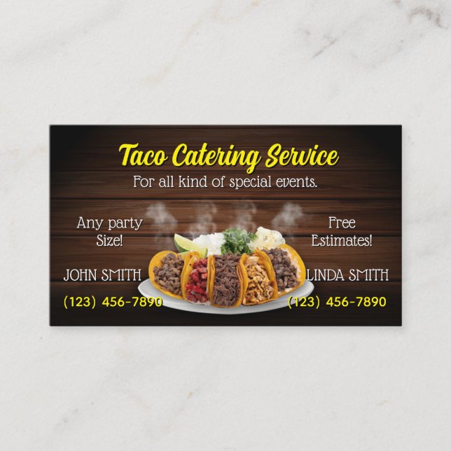 Cartes de visite pour service de tacos (Devant)