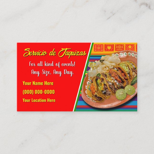 Cartes de visite pour service de tacos (Devant)
