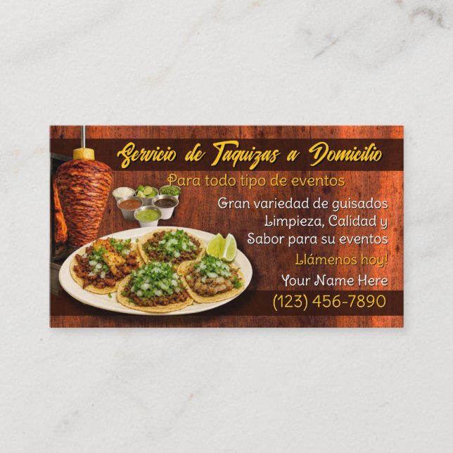 Cartes de visite pour service de tacos (Devant)