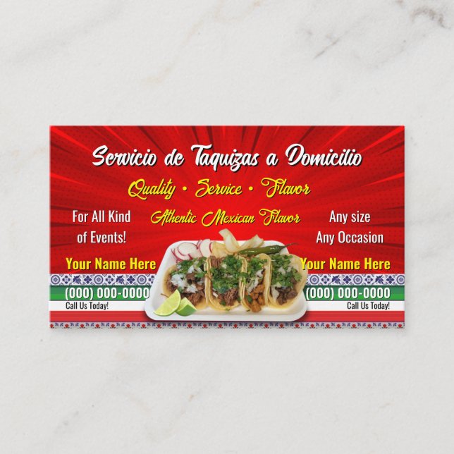 Cartes de visite pour service de tacos (Devant)
