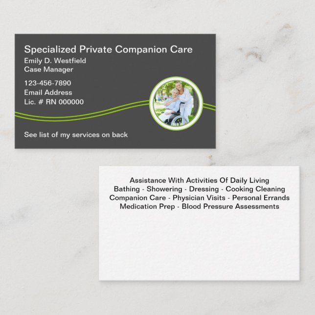 Cartes de visite pour services d'accompagnement à  (Devant / Derrière)