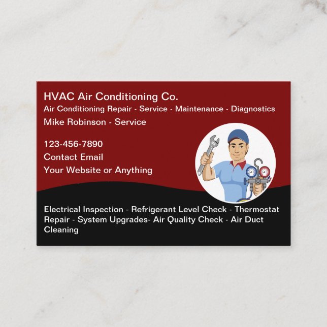Cartes de visite pour services de climatisation CV (Devant)