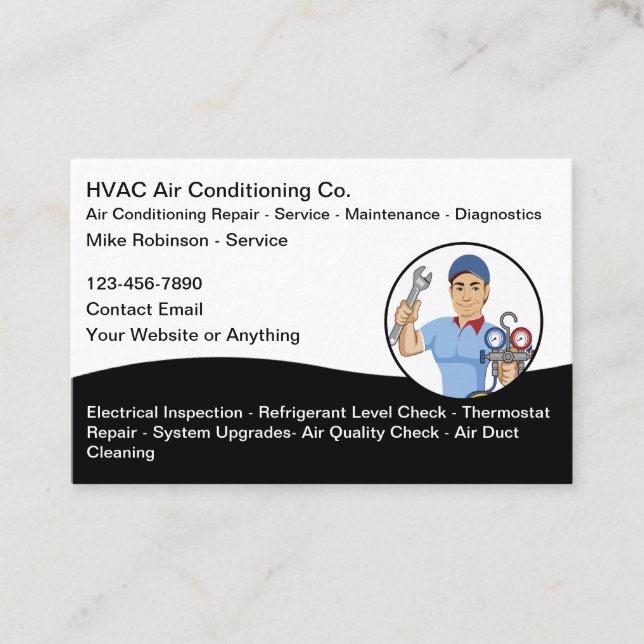 Cartes de visite pour services de climatisation CV (Devant)