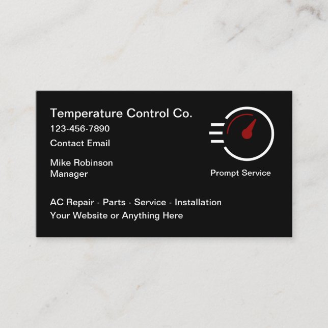 Cartes de visite pour services de climatisation CV (Devant)