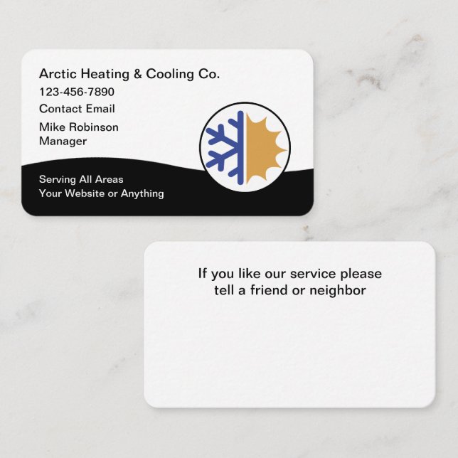 Cartes de visite pour services de climatisation HV (Devant / Derrière)