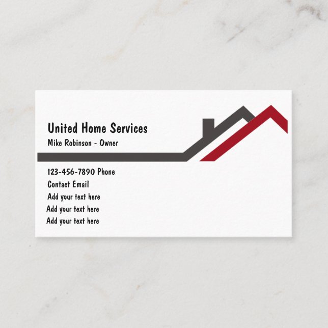 Cartes de visite pour services de construction de  (Devant)