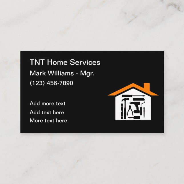 Cartes de visite pour services de construction mod (Devant)