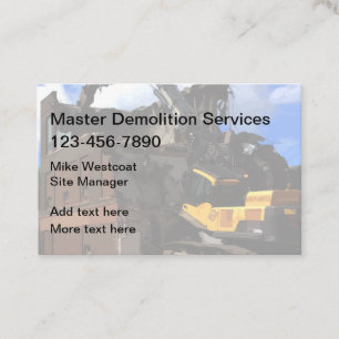 Cartes de visite pour services de démolition de co