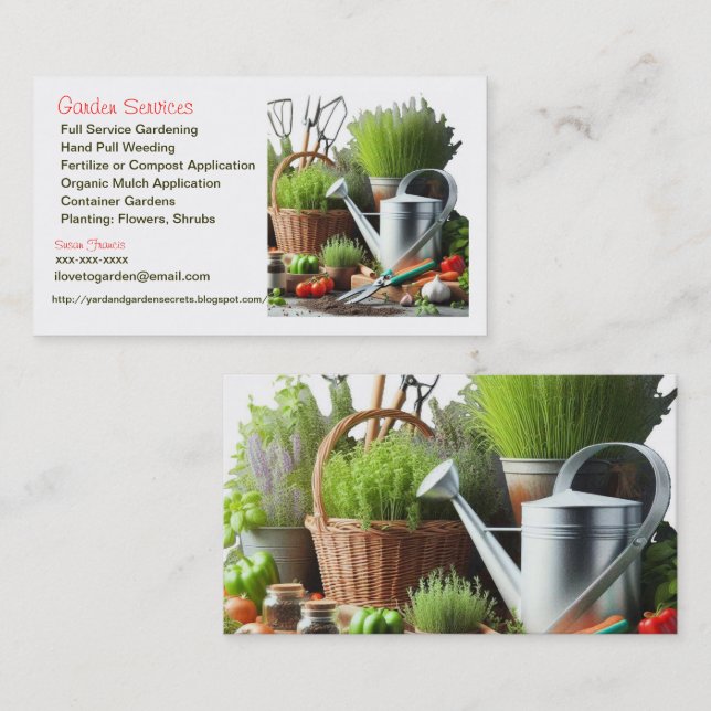 Cartes de visite pour services de jardinage / jard (Devant / Derrière)
