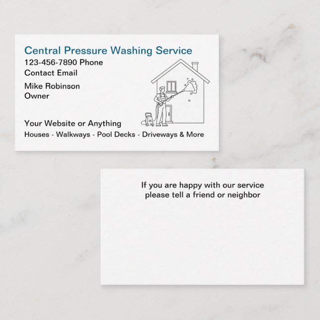Cartes de visite pour services de lavage sous pres (Devant / Derrière)