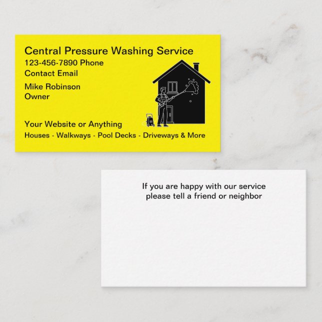 Cartes de visite pour services de lavage sous pres (Devant / Derrière)