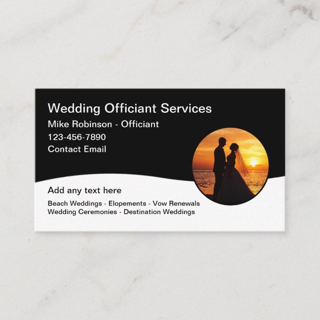 Cartes de visite pour services de mariage à la pla (Devant)