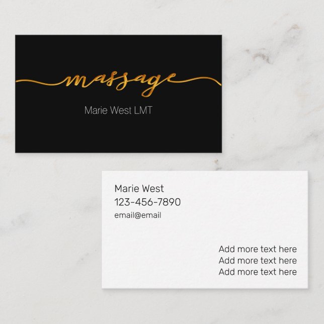 Cartes de visite pour services de massage moderne  (Devant / Derrière)