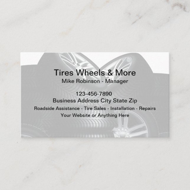 Cartes de visite pour services de pneus automobile (Devant)