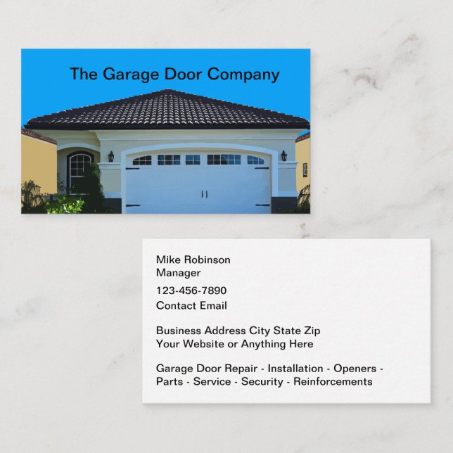 Cartes de visite pour services de portes de garage (Devant / Derrière)
