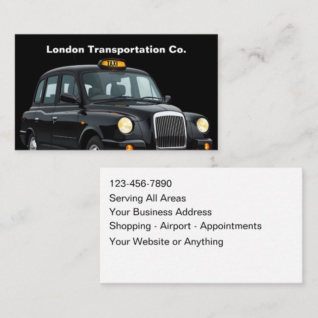 Cartes de visite pour services de transport de tax (Devant / Derrière)