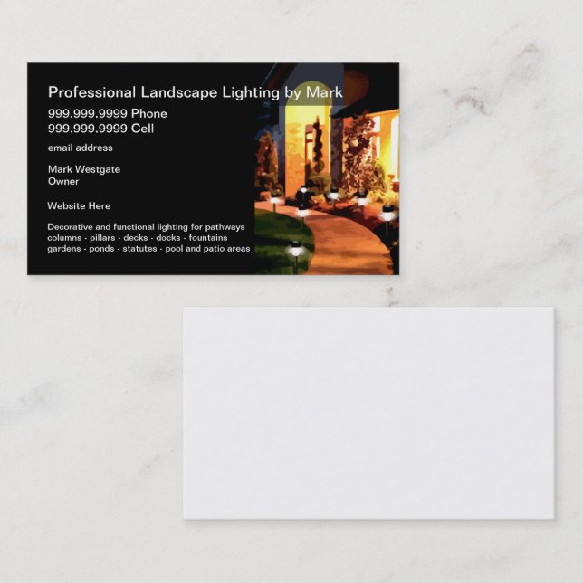 Cartes de visite pour services d'éclairage de pays (Devant / Derrière)
