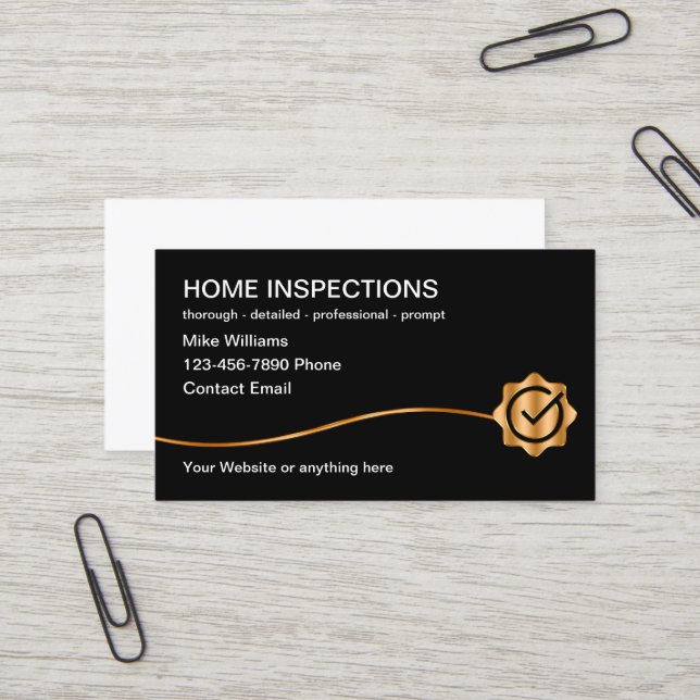 Cartes de visite pour services d'inspection de mai (Devant/Arrière en situation)