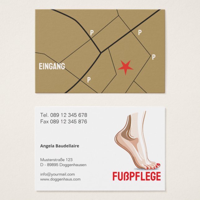 Cartes de visite pour soins des pieds (Devant & derrière)