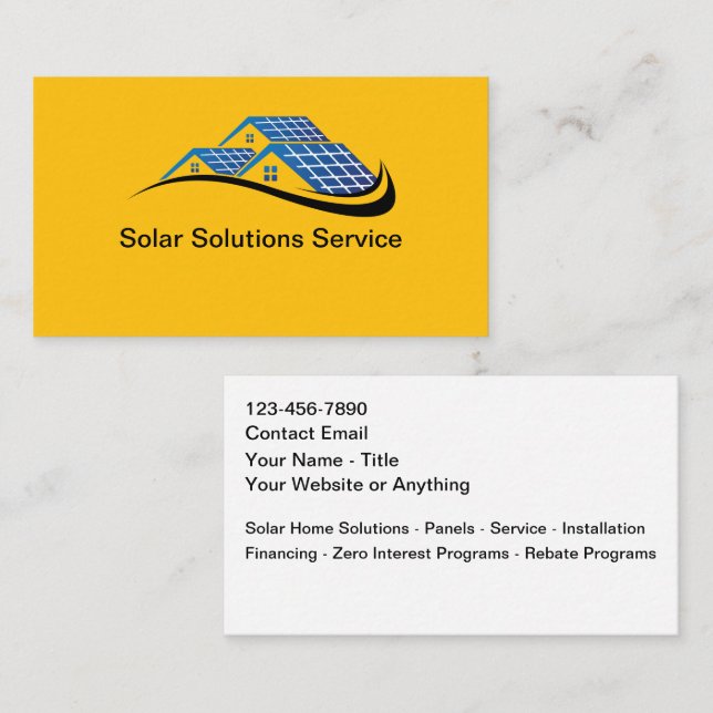 Cartes de visite pour solutions de maison solaire (Devant / Derrière)
