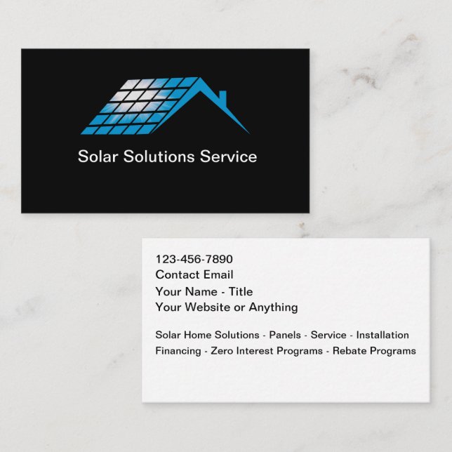 Cartes de visite pour solutions de maison solaires (Devant / Derrière)