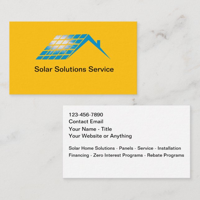 Cartes de visite pour solutions de maison solaires (Devant / Derrière)