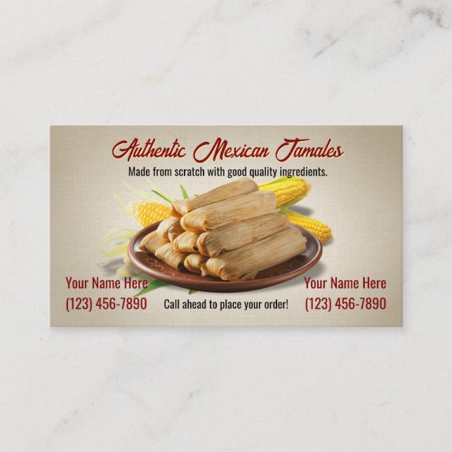 Cartes de visite pour Tamales (Devant)